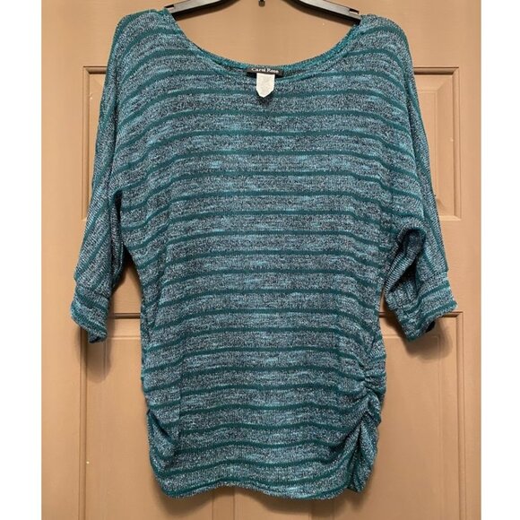 Carol Rose Teal Stripe with Metallic Top size Medium - Picture 1 of 4
